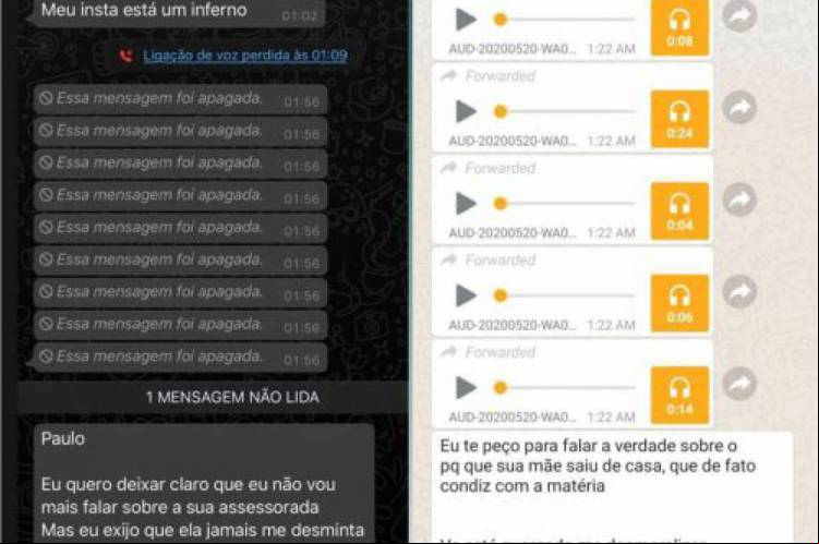 Os prints foram divulgados como forma de comprovar ameaças do colunista Léo Dias.