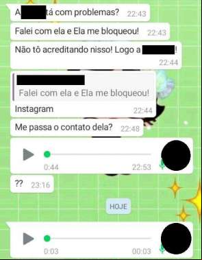 Prints de mensagens enviadas por professores para alunas