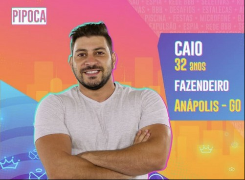 Caio é fazendeiro de Anápolis, Goiás. Ele faz parte do time Pipoca do BBB21