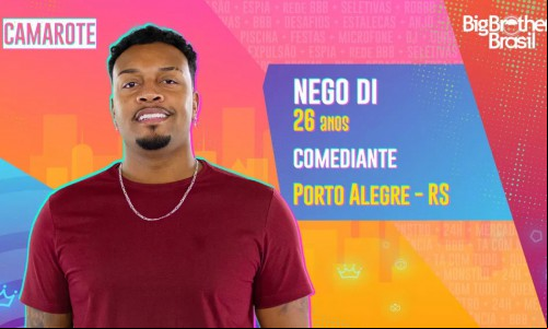 O humorista Nego Di, de 26 anos, chegou a se inscrever para participar do BBB em 2016, mesmo ano em que começou a carreira no humor