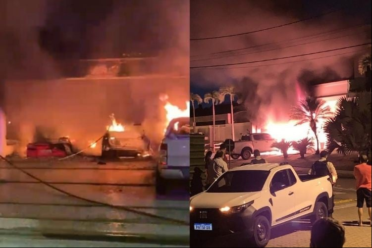 Ao menos 3 veículos da residência pegaram fogo