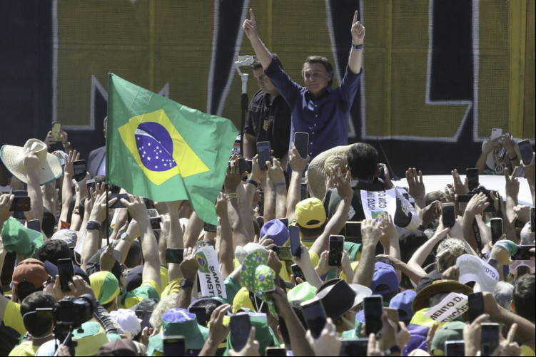 Presidente Jair Bolsonaro na manifestação na Esplanada dos Ministérios, em 7 de setembro de 2021