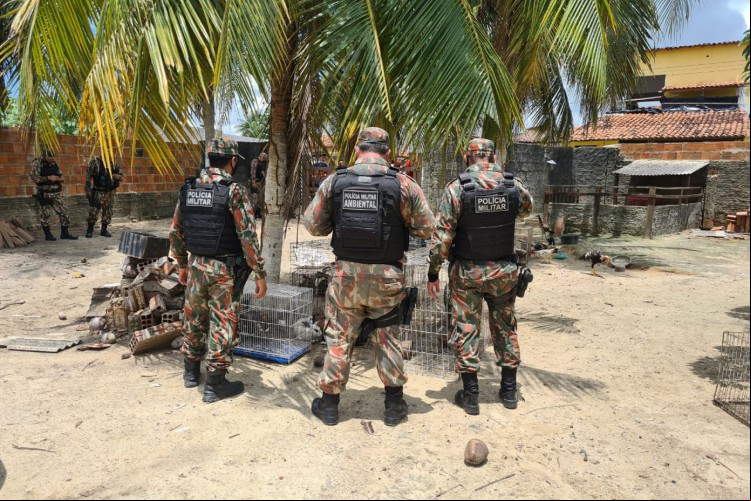 Policiais militares do BPMA resgataram animais em sítio na Região Metropolitana de Fortaleza