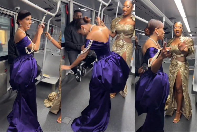 Anitta e Megan Thee Stallion em ônibus indo ao Met Gala 2022