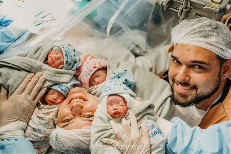 Laura, Theo, Lucca e Samuel nasceram na última terça-feira, 3;