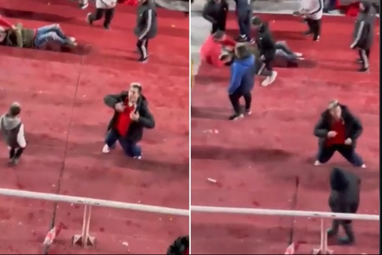 Torcedor do Independiente foi flagrado imitando macaco para a torcida do Ceará em jogo da Copa Sul-Americana.