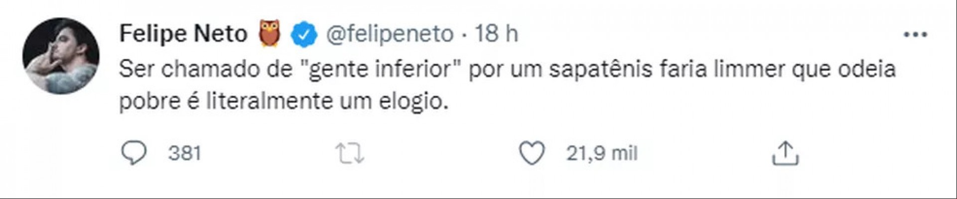 Felipe Neto rebateu Leifert, que classificou o youtuber como "gente inferior"