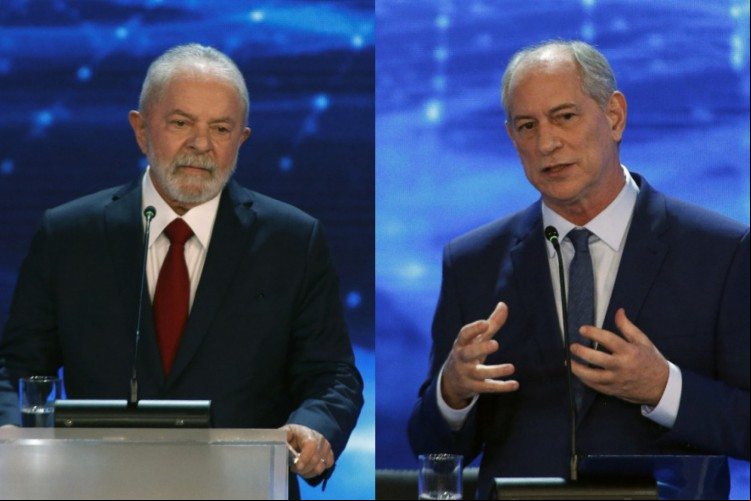 Lula e Ciro Gomes no debate da TV Bandeirantes em 2022.