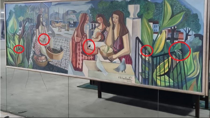 Entre as obras de arte vandalizadas estava a tela