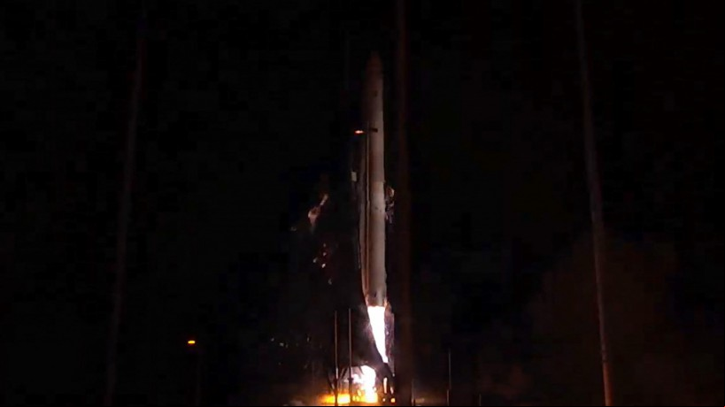 Esta captura de tela fornecida pela Relativity Space em 22 de março de 2023 mostra o primeiro foguete impresso em 3D, Terran 1, decolando do Complexo de Lançamento 16 em Cabo Canaveral, Flórida, em sua terceira tentativa de lançamento