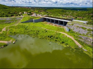 Situação do açude do Banabuiú durante a quadra chuvosa, em abril do ano ado 