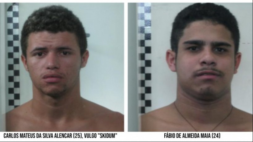 Fotos de Carlos Mateus da Silva Alencar e Fábio de Almeida Maia, acusados de mais de 10 homicídios na região do Pirambu
