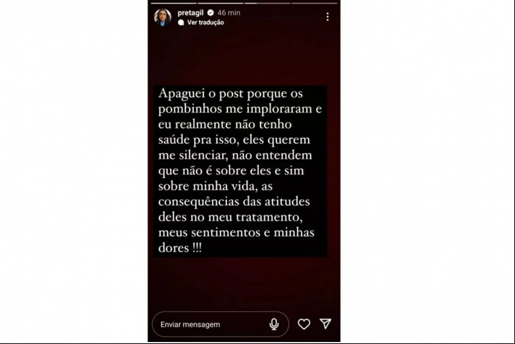Preta Gil apaga comentário sobre traição de Rodrigo Godoy Preta Gil apaga comentário sobre traição de Rodrigo Godoy