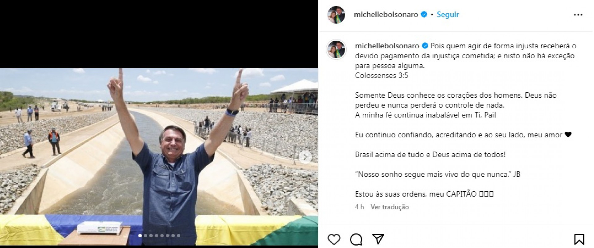 Após Bolsonaro ficar inelegível, Michelle publica mensagem de apoio nas redes sociais Após Bolsonaro ficar inelegível, Michelle publica mensagem de apoio nas redes sociais