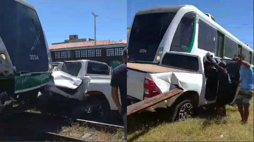 Caminhonete colidiu com um VLT na rua Filomeno Gomes, no bairro Jacarecanga