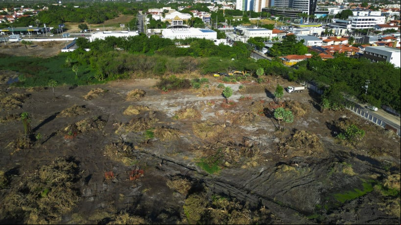 Fortaleza, CE, BR 08.09.23 Uma grande área é desmatada para um empreedimento imobiliário às margens da Av. Washingtom Soares no Bairro Luciano Cavalcante (Fco Fontenele/OPOVO)