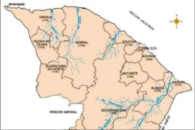 Mapa do Ceará antes do decreto 3.012/1880