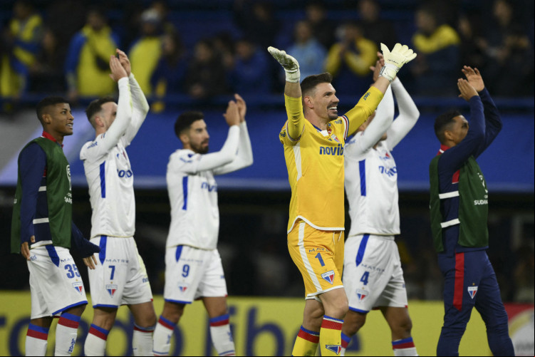 Goleiro João Ricardo comemora após o jogo Boca Juniors x Fortaleza, pela Copa Sul-Americana 2024