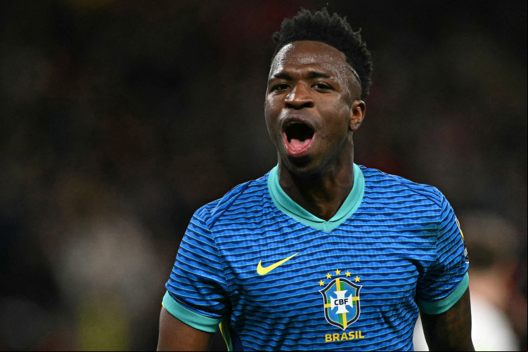 Vinicius Jr. em ação pela seleção brasileira