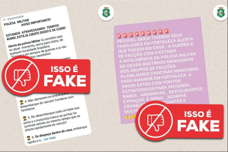 PMCE informou que mensagens que circulam nas redes sociais sobre supostas