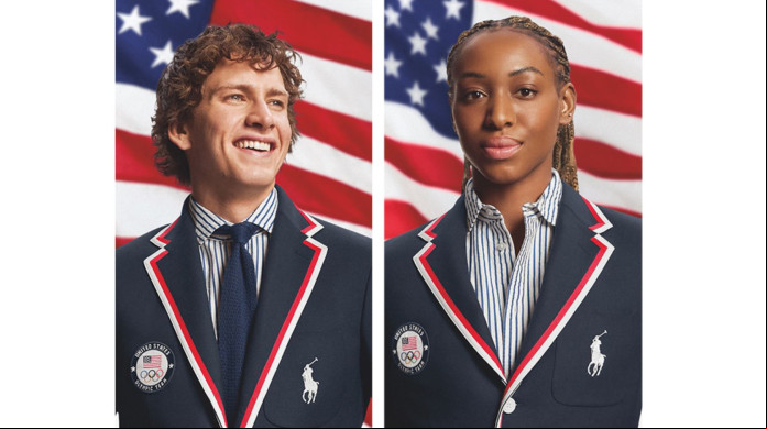 Trajes da delegação dos EUA, produzidos pela Ralph Lauren Trajes da delegação dos EUA, produzidos pela Ralph Lauren