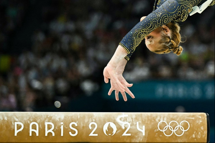 Flávia Saraiva, do Brasil, durante a final por equipes de ginástica artística, no dia 30/7/2024, na Olimpíada de Paris Flávia Saraiva, do Brasil, durante a final por equipes de ginástica artística, no dia 30/7/2024, na Olimpíada de Paris