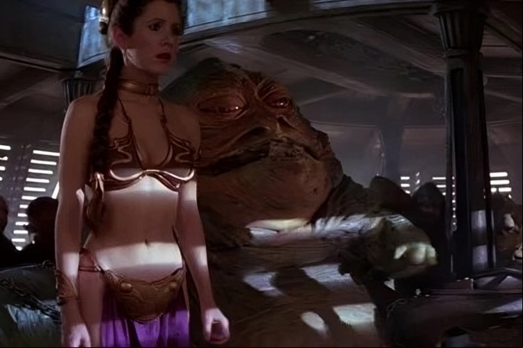 Biquini dourado usado por Carrie Fisher como Princesa Leia em