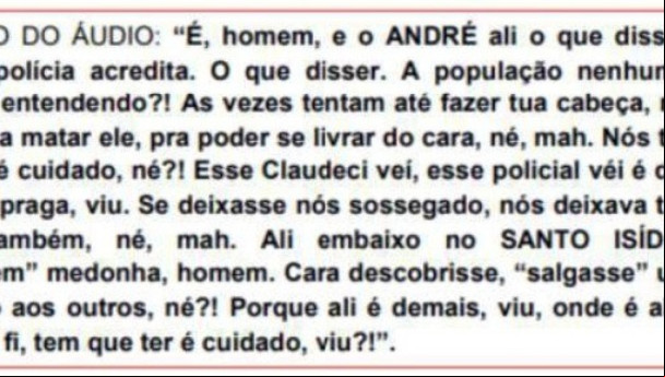 Transcrição de conversas entre integrantes de facção Transcrição de conversas entre integrantes de facção
