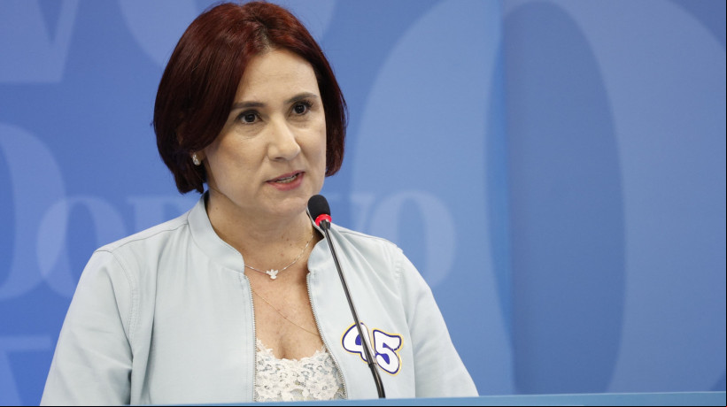 Candidata Emília Pessoa (PSDB) no debate do O POVO com os postulantes de Caucaia