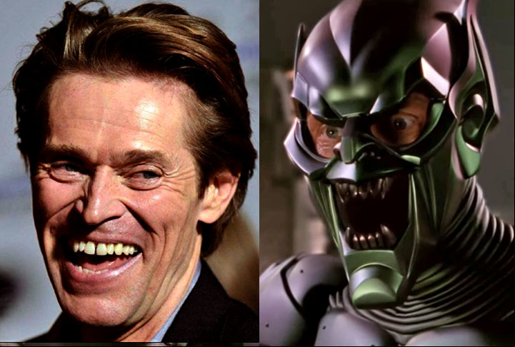 Willem Dafoe/Duende Verde - O premiado ator americano vive o alter-ego de Norman Osborn, nos filmes da franquia do Homem-Aranha, da Marvel.