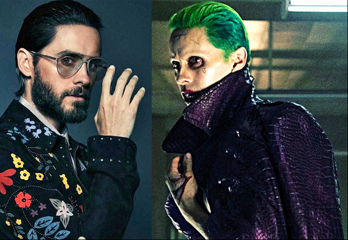 Jared Leto/Coringa- O ator e músico americano, nascido em 26/12/1971, na Luisiana, interpretou o vilão Coringa em “Esquadrão Suicida” (2016) e “Liga da Justiça de Zack Snyder” (2021).