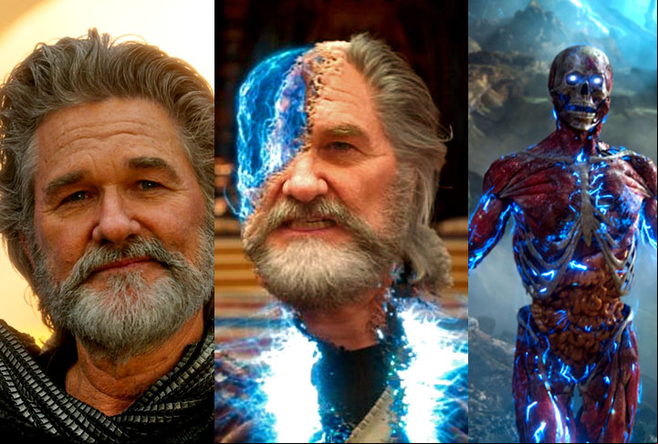 Kurt Russel/Ego- Nascido em 17/3/1951, em Springfield (EUA), o ator é o vilão Ego em “Guardião das Galáxias Vol.2” (2017).