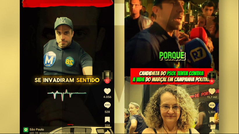 Uma postagem traz um áudio supostamente vazado e atribuído à Polícia Militar, no qual um homem fala em tentativa de homicídio contra Pablo Marçal (PRTB)