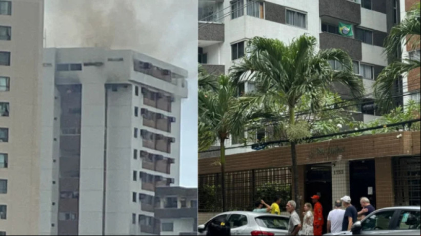 Incêndio aconteceu na manhã deste domingo, 15, em edifício na Rua dos Navegantes, em Boa Viagem