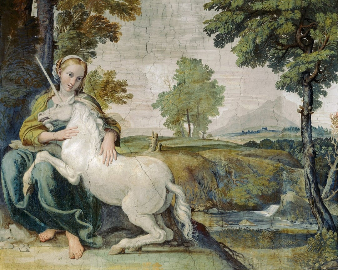 Na Idade Média, o unicórnio tornou-se um símbolo de pureza e inocência, frequentemente associado à Virgem Maria. Sua imagem era comum em tapeçarias e obras de arte.