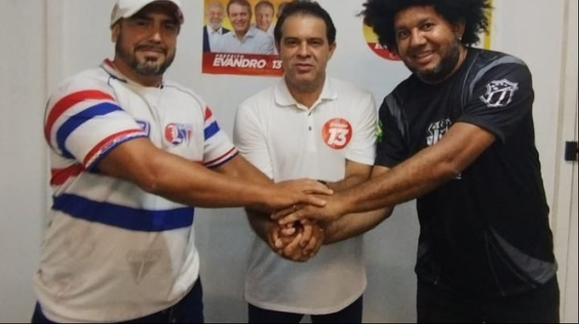 Presidentes da TUF, João Paulo Bombado, e da Cearamor, Régis Alves Pires, com Evandro Leitão (PT)