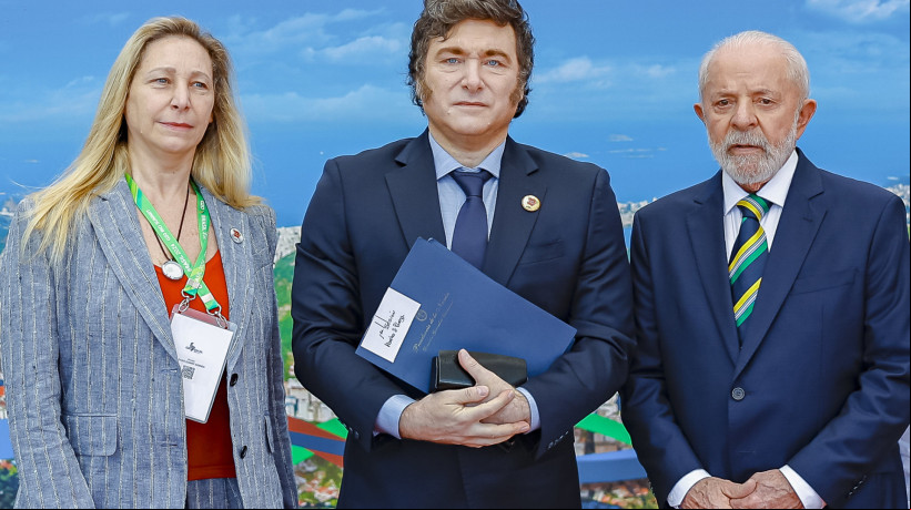 Presidentes Lula (Brasil) e Javier Milei (Argentina).