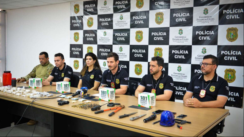 ￼DETALHES da operação foram divulgados durante coletiva de impresa pela Polícia Civil do Ceará, no Cisp, em Fortaleza