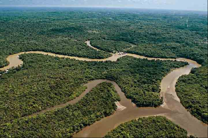 O rio Amazonas tem mais de 7 mil afluentes e possui 25 mil quilômetros de vias navegáveis. De sua área total, cerca de 3,89 milhões de km² encontram-se no Brasil 45% do país. Ele abrange os estados do Acre, Amazonas, Roraima, Rondônia, Mato Grosso, Pará e Amapá.