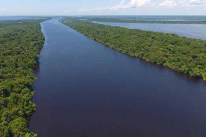Elas destacam áreas em que sai uma quantidade menor de água dos rios do que entrou. A Bacia do rio Amazonas também é a bacia que mais descarrega água para o oceano.