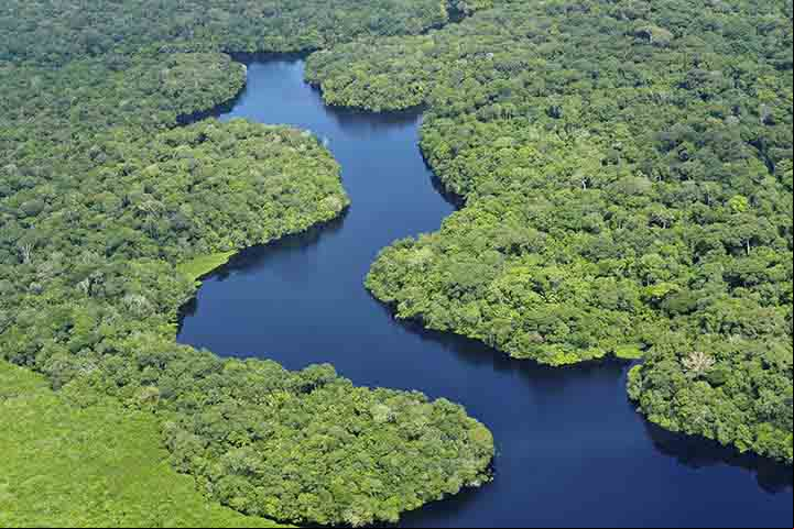 A bacia amazônica é formada pelo rio Amazonas e seus afluentes. Estes estão situados nos dois hemisférios (no hemisfério norte e no hemisfério sul) e, devido a esse fato, o rio Amazonas tem dois períodos de chuvas, pois a época das chuvas é diferente no hemisfério norte e no hemisfério sul.
