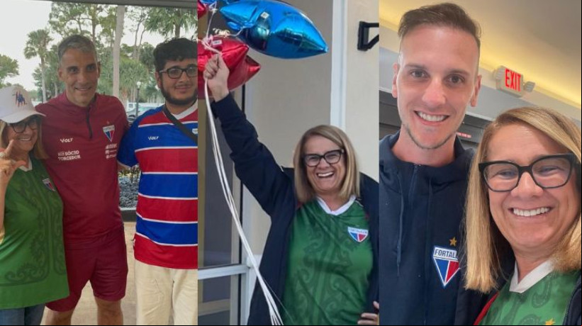 Torcedora do Fortaleza, Lúcia Carranza teve a oportunidade de encontrar o time antes do início da Orlando Cup.