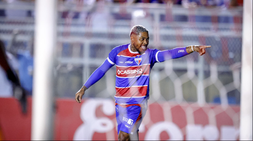 Marinho comemora gol no jogo Fortaleza x Maracanã, no PV, pelo Campeonato Cearense 2025