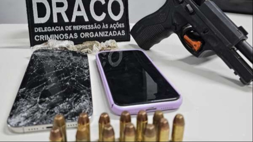 Apreensão de arma de fogo, munição e entorpecentes por meio dos policiais civis da Draco