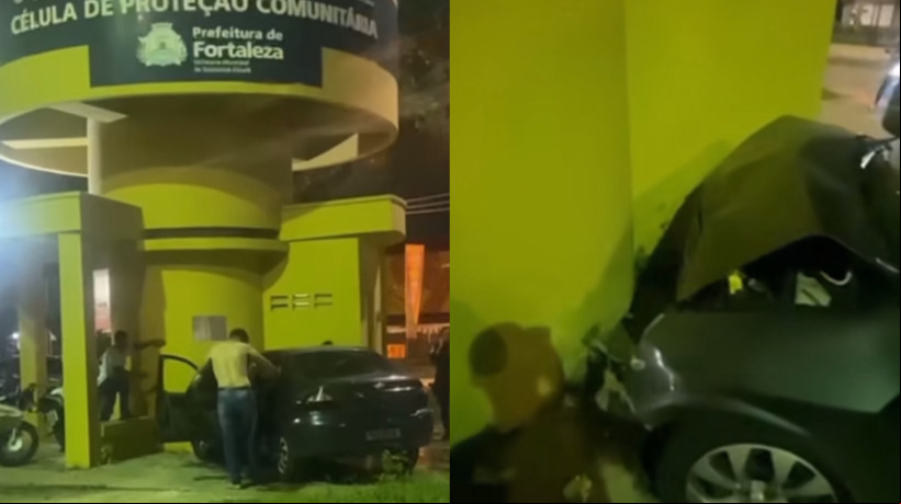 Motorista com sinais de embriaguez colidiu veículo contra a Célula de Proteção Comunitária do Mondubim, em Fortaleza
