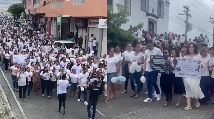 Caminhada foi realizada por moradores na manhã desta quarta-feira, 19, no Centro de Quixeramobim