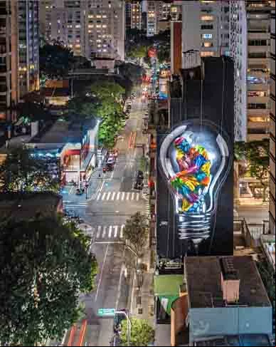 O artista tem painéis espalhados por todas as regiões da cidade de São Paulo, sua terra natal.