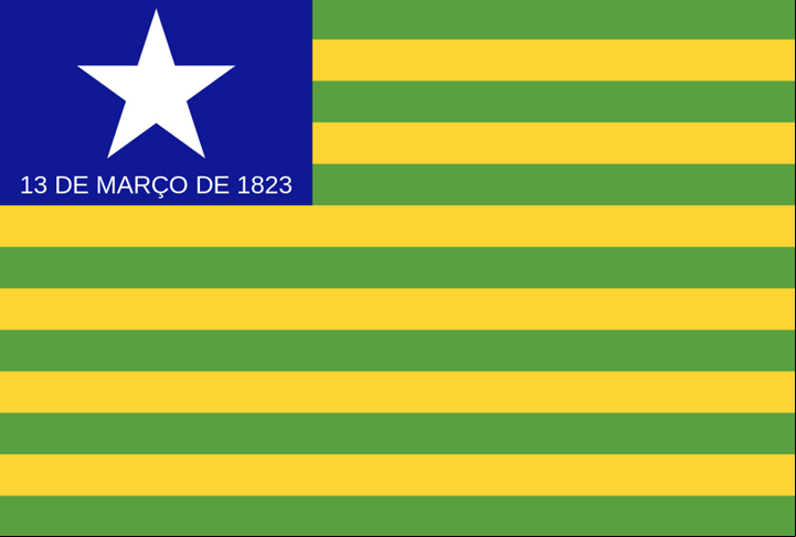 A bandeira do Piauí traz a data da Batalha (13/3/1823). O amarelo é da riqueza mineral; o verde é a esperança. E a estrela remete a Antares, que na bandeira nacional simboliza o Piauí.