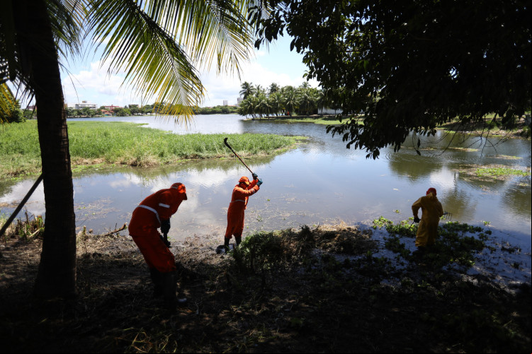FORTALEZA-CE, BRASIL, 06.05.2025: Limpeza da lagoa do Porangabussu. Prefeito Evandro Leitão apresenta balanço das ações do Mutirão de Limpeza Pública. (Foto: Fabio Lima/ OPOVO)