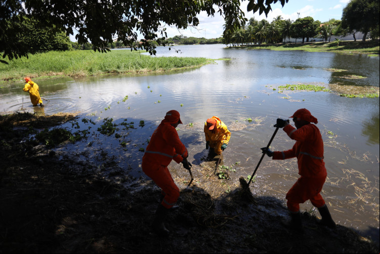 FORTALEZA-CE, BRASIL, 06.05.2025: Limpeza da lagoa do Porangabussu. Prefeito Evandro Leitão apresenta balanço das ações do Mutirão de Limpeza Pública. (Foto: Fabio Lima/ OPOVO)